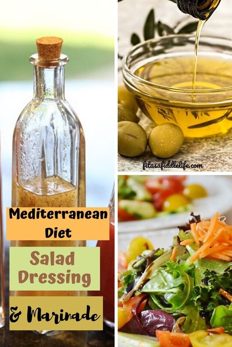 Simple Mediterranean Olive Oil Salad Dressing - Fit As A Fiddle Life Mediterranean Diet Salad Dressing, Olive Oil Dressing Recipes, Mediterranean Salad Dressing, Oil Salad Dressing, Olive Oil Salad Dressing, Mediterranean Dinner, Olive Oil Salad, Vinegar Salad Dressing, Olive Oil Dressing