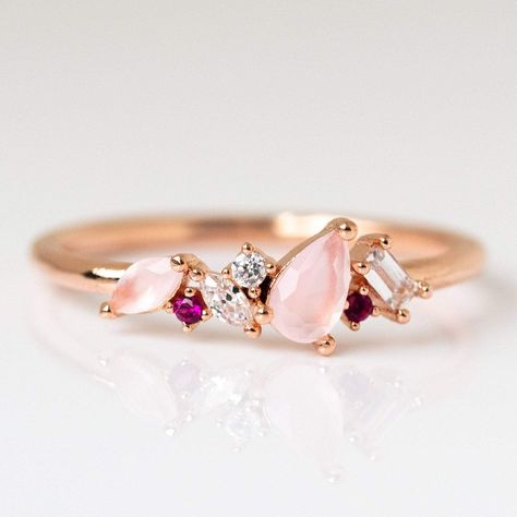 Sweeter than Sugar Ring by Girls Crew Gem Cluster, Band Ideas, Local Eclectic, Antique Engagement Ring, Pink Gem, In The Spotlight, Rose Engagement Ring, Rose Gold Engagement, Rose Gold Engagement Ring