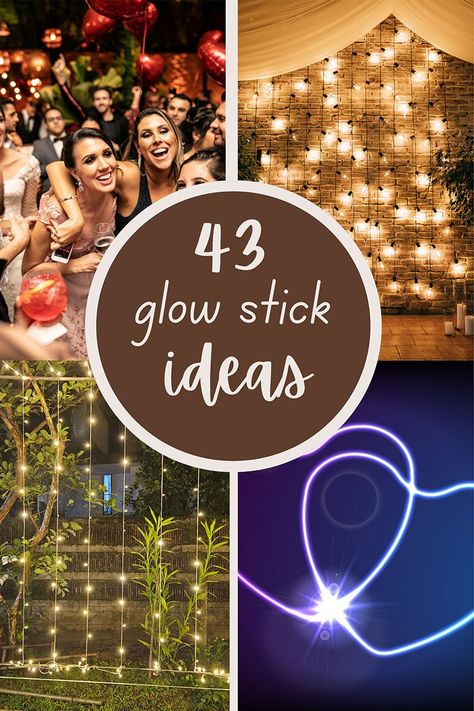 Why Glow Sticks at a Wedding Is A Yes! 43 Fun Ideas - Fun Party Pop Glow In The Dark Wedding Ideas, Glow Stick Balloons, Light Up Dance Floor, Glow Stick Ideas, Glow Stick Wedding, Glow Jars, Balloons Galore, Reception Games, Wedding Reception Games