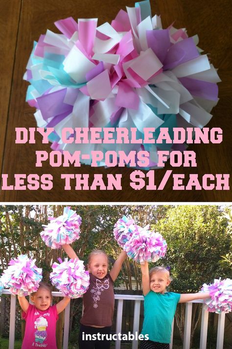 Cheer Crafts For Kids, Diy Cheerleader Costume, Cheerleading Diy, Cheerleader Birthday Party, Cheerleading Crafts, Diy Pompoms, Cheer Birthday Party, Cheerleader Birthday, Cheer Costumes