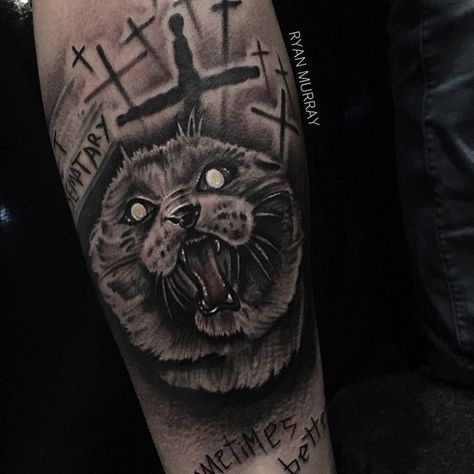 Sometimes dead is better Pet Sematary Tattoo, Small Pet Tattoos, Cemetery Tattoo, Dark Tower Tattoo, Stephen King Tattoos, Pet Cemetary, Church Tattoo, Tattoos Fonts, Pet Tattoos