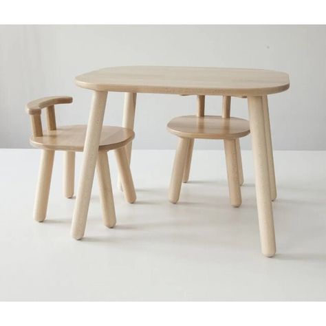 A stylish and comfortable set of a table and 2 chairs for children from 2 to 4 years old. The design and combination of colors will appeal to all kids, and adults will be delighted by the fact that it fits perfectly into any interior. Perfectly smooth, without visible metal parts. Ideal for children 98-110 cm tall. All corners and chamfers are rounded. The table and chairs are completely safe, stable and strong thanks to the special design of the glued bottom. Table height: 460 mm. Tabletop dime Waldorf Toddler, Table Montessori, Montessori Table, Kids Play Table, Kids Desks, Toddler Table And Chairs, Toddler Table, Montessori Furniture, Childrens Table