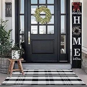 Command Medium Wire Toggle Hooks, … curated on LTK Outdoor Entryway Decor, Rug Black And White, Check Rug, Outdoor Entryway, Farmhouse Doors, Porch Rug, Front Door Mats, Front Door Design, Rug Black