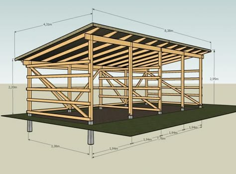 vedskjul_genomskarning-jpg.28368 640 × 472 pixlar Reban Ayam, Horse Shed, Pallet Barn, Diy Horse Barn, Loafing Shed, Building A Pole Barn, Carport Sheds, Horse Shelter, Wood Shed Plans