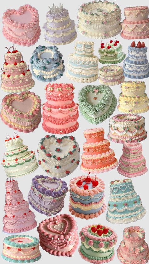 #cake #vintage #wallapaper #viral #jesuslovesyou 💖 Cake Wallpaper, Vintage Sweets, 13 Birthday Cake, Vintage Birthday Cakes, Valentine Poster, Lavender Aesthetic, Collage Scrapbook, Cute Baking, Cute Snacks