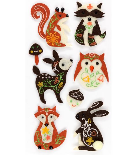 Felt Stickers, Felt Ornaments Patterns, Felt Animal, Felt Embroidery, Felt Patterns, Felt Decorations, Felt Christmas Ornaments, Felt Applique, Handmade Christmas Ornaments