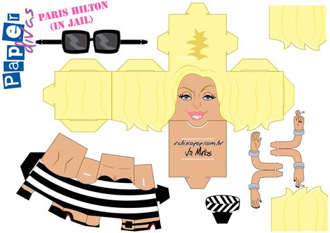 Paris Hilton Jail, Craft Printables, Paper Divas, 3d Paper Crafts, 3d Paper, Paper Toys, Paris Hilton, Music Star, Game Character