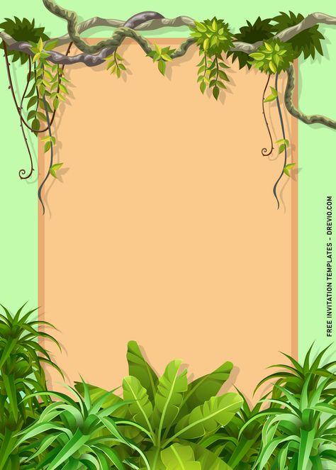 Cool 11+ Fun Jungle Birthday Party Invitation Templates           The only problem of hosting any event was either finding a good inspiration or got stuck on something over and over, resulting you to spend count... Jungle Theme Background Safari Party, Jungle Invitations Template, Jungle Birthday Party Invitations, Jungle Theme Invitation Template, Jungle Party Invitations, Safari Theme Invitation Template, Jungle Theme Background, Safari Invitation Template Free, Jungle Theme Invitation