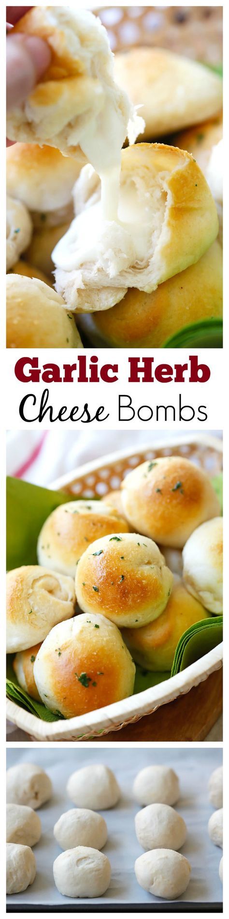 Garlic Herb Cheese Bombs – amazing cheese bomb biscuits loaded with Mozzarella cheese and topped with garlic herb butter. Easy recipe that takes 20 mins. @lovebakesgood | rasamalaysia.com Garlic Herb Cheese, Cheese Vegan, Garlic Herb Butter, Herb Cheese, Salad Pasta, Good Eat, Crumpets, Deilig Mat, Herb Butter