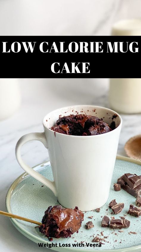 This is definately the best low calorie chocolate mug cake ever! It is so easy to make and is vegan, dairy-free and keto! Low Calorie Mug Cake, Low Cal Chocolate, Super Low Calorie Recipes, Low Calorie Cake, Super Low Calorie, Vegan Mug Cakes, Low Calorie Chocolate, Low Cal Dessert, Mug Cake Healthy