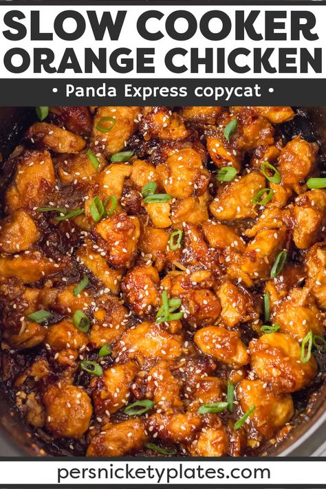 Copycat Orange Chicken, Slow Cooker Orange Chicken, Panda Express Copycat, Chicken Crockpot Recipes Easy, Easy Crockpot Dinners, Panda Express, Slow Cooker Dinner, Crockpot Dishes, Chicken Slow Cooker Recipes