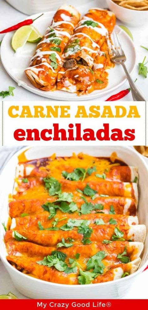 Carne Asada Enchiladas, 21 Day Fix Mexican, Mexican Tortas Recipe, Homemade Red Enchilada Sauce, My Crazy Good Life, Enchiladas Healthy, Dinner Recipes Healthy Family, Simple Family Meals, Mexican Recipe