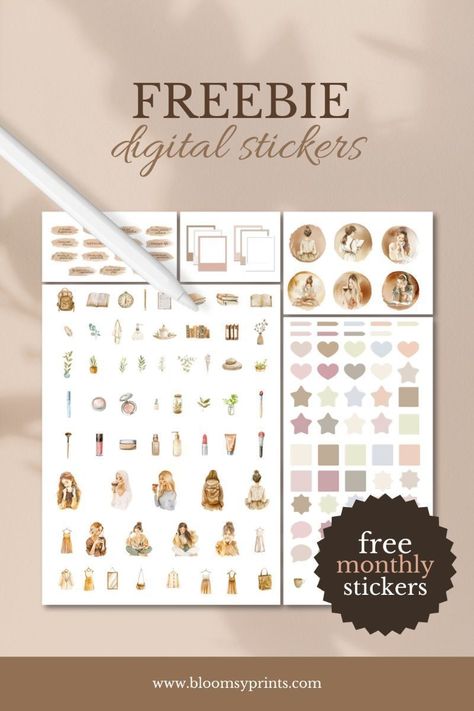 Free monthly digital stickers ♥ Aesthetic cliparts for your digital planner howtomakeadigitalplan... erincondrenlifeplanner #freeplannerinserts #dailydigitalplanner. Digital Stickers Aesthetic, Planner Monthly Layout, Travel Budget Planner, Money Stickers, Planning Routine, Planner Apps, Digital Journaling, Planner Writing, Planner Setup