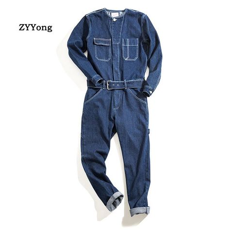 Smarter Shopping, Better Living! Aliexpress.com Denim Overalls Men, Denim Coverall, Streetwear Denim, Vintage Jumpsuit, Workwear Jeans, Denim Cargo Pants, Cheap Jeans, Denim Cargo, Mens Fashion Inspiration