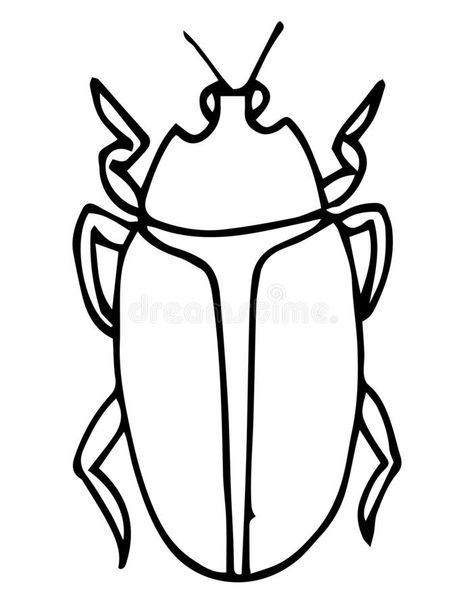 Bug Outline Drawing, Insect Drawing Simple, Beetle Drawing Simple, Bug Drawing Simple, Beetle Drawings, Beetle Outline, Insect Outline, Beetle Doodle, Insects Drawing