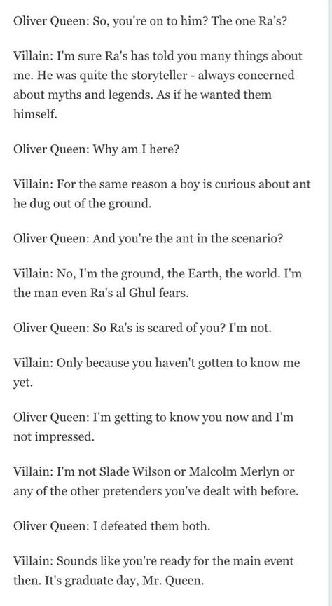 The script for Damien Dhark audition have some possible dialogues for #Arrow Season 4 Script Lines Acting, Script Acting Challenge, Movie Scripts To Practice Acting, Voice Acting Practice Lines, Acting Scripts To Practice Two People, Script For Acting, Voice Acting Lines, Acting Lines To Practice, Practice Scripts For Acting