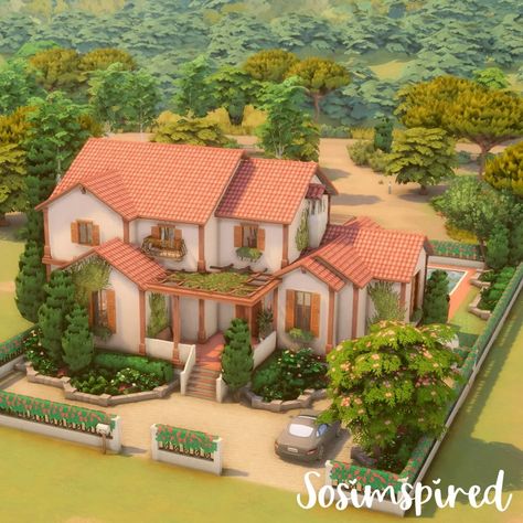 Family home built in Tartosa! 3 bedrooms, 4 bathrooms! #sims #simspiration #houseideas #mediterranean #homes #beautifulhouse #exterior #speedbuild #speedbuilds #sims4 #sims4builds #sims4houses #ts4 #ts4builds #houseideas Family Home Sims 4, Big Family Home, Sims 4 Family House, Sims 4 Houses Layout, Sims Freeplay Houses, Plan Floor, Die Sims 4, Sims 4 Family, Sims Houses