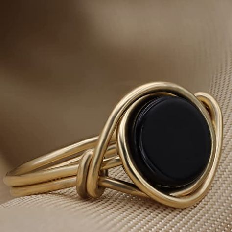 AmazonSmile: Black onyx rings for Women - Handmade rings - Sterling silver ring - Gold filled ring - anillos de plata 925 women - women's jewelry - birthstone rings - mom jewelry - Cute ring - thumb ring… : Handmade Products Ring Wire, Gold Rings Simple, Wire Wrapped Ring, Onyx Jewelry, Friendship Bracelets Diy, Black Onyx Stone, Onyx Earrings, Mom Jewelry, Black Onyx Ring