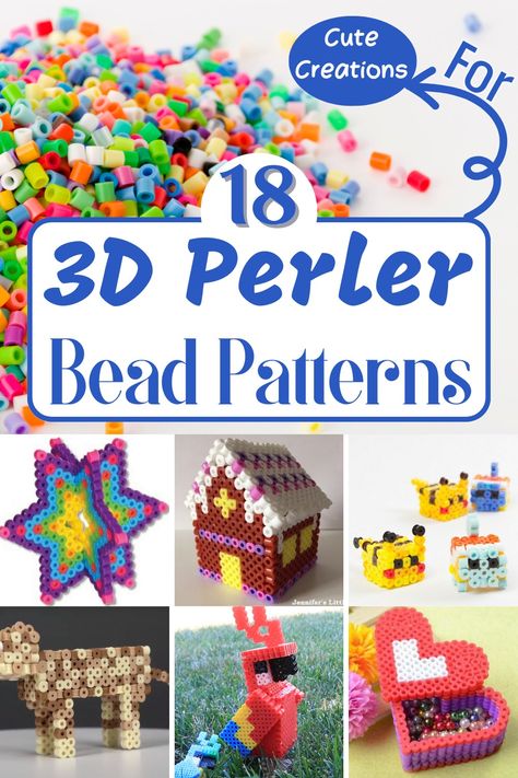 3d Fuse Beads Ideas, How To Make 3d Perler Beads, Perler Bead 3d Figures, Up Perler Bead Pattern, Simple 3d Perler Bead Patterns, Peeler Bead Ideas Christmas, 3d Perler Bead Template, 3d Melting Bead Patterns, Perler Beads Pattern 3d