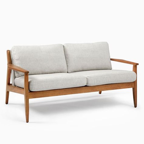 Mid-Century Show Wood Sofa (66") | West Elm Wood Frame Loveseat, West Elm Sofa, Mid Century Couch, Coffee Table Mid Century, Sofa Wood Frame, Modern Dressers, Oversized Furniture, Teen Furniture, Mid Century Coffee Table