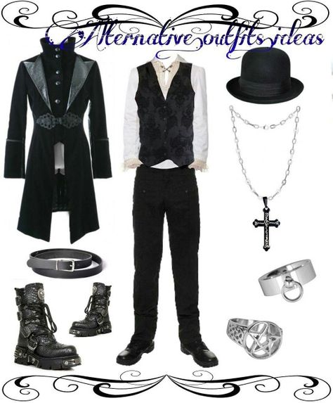 Dapper! Witch Outfit Men, Tim Burton Fashion, Alt Mens Fashion, Goth Attire, Goth Valentines, Dapper Outfit, Outfit Polyvore, Gothic Looks, Goth Clothing