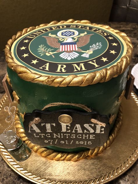 Army Retirement Cake Us Army Cake Ideas, Army Promotion Cake Ideas, Army Retirement Ceremony, Army Retirement Cake Ideas, Military Cake Ideas, Army Retirement Party Ideas, Army Retirement Cake, Army Retirement Party, Military Retirement Cake