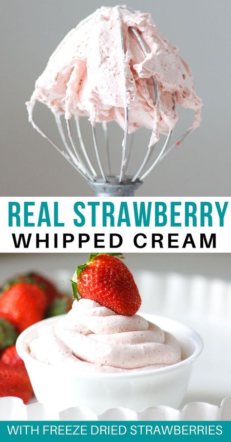 Strawberry Whipped Cream Frosting, Whipped Cream Icing, Keto Whipped Cream, Whipped Icing, Flavored Whipped Cream, Whipped Cream Cakes, Whipped Cream Recipe, Strawberry Icing, Valentine's Day Treats