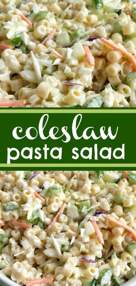 Coleslaw Pasta Salad, Coleslaw Pasta, Traditional Pasta Salad, Salad Kale, Traditional Pasta, Bbq Meatballs, Ditalini Pasta, Bbq Picnic, Best Pasta Salad