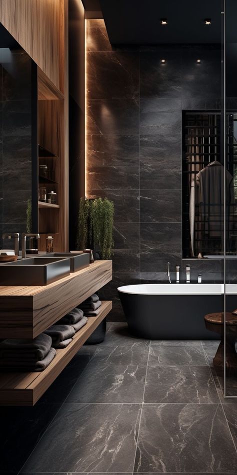 Masculine Bathroom Ideas, Masculine Bathroom, Bathroom Interior Design Modern, Bathroom Design Black, Dark Bathrooms, Bathroom Shower Design, Bathroom Inspiration Modern, Rustic Bathroom Designs, Bathroom Decor Luxury