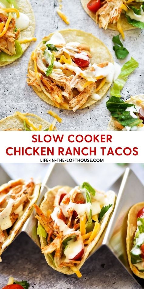 Crock Pot Chicken Ranch Tacos, Southwest Ranch Chicken Tacos, Ranch Chicken Tacos Crockpot, Chicken Ranch Tacos Crockpot, Crockpot Chicken Ranch, Crockpot Ranch Chicken Tacos, Slow Cooked Chicken Breast, Ranch Tacos, Ranch Chicken Tacos