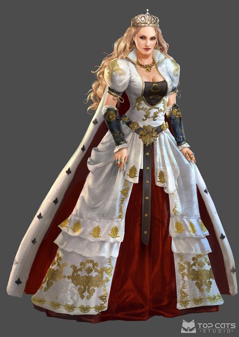 ArtStation - Empire Queen, Top Cats العصور الوسطى, Fantasy Queen, Queen Outfits, Heroic Fantasy, Art Outfits, Queen Outfit, Female Character Concept, Royal Art, Royal Outfits