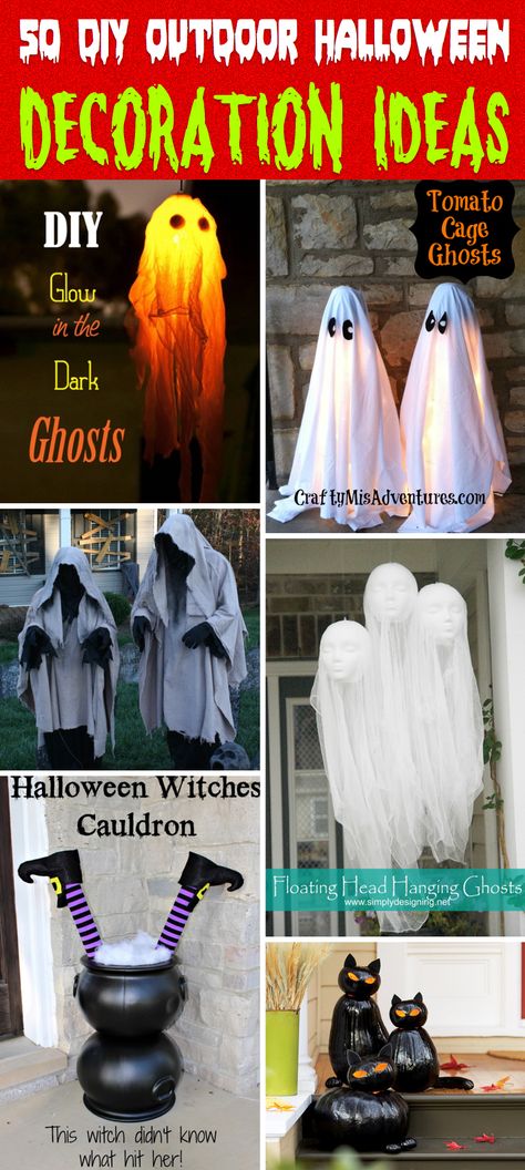 50 Astounding But Easy DIY Outdoor Halloween Decoration Ideas Cheap Halloween Decor, Halloween Witch Cauldron, Terrifying Halloween, Halloween Diy Outdoor, Cheap Halloween Decorations, Fairy Halloween Costumes, Halloween Ghost Decorations, Halloween Witch Decorations, Homemade Halloween Decorations