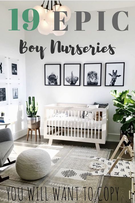 The 19 best boy nursery ideas including modern, woodland, rustic, nautical, boho, and other unique themes plus color schemes inspiration such as blue, grey, and black and white. #boynursery #boynurseryideas #chaylorandmads Nursery Ideas Boy, Baby Boy Nursery Ideas, Boy Nursery Themes, Small Nursery, Room Boy, Baby Nursery Inspiration, Nursery Room Ideas, Boy Nursery Ideas, Nursery Closet