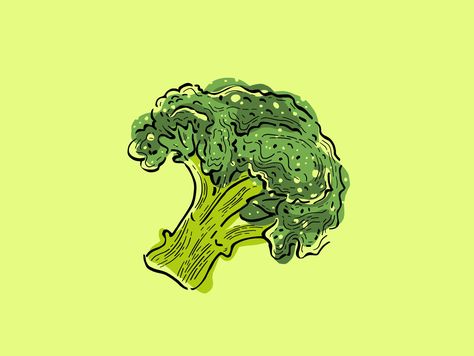 Broccoli Sketch, Broccoli Tattoo, Broccoli Art, Broccoli Illustration, Broccoli Drawing, Healthy Food Illustration, Organic Branding, Minimal Illustration, Vegetable Illustration