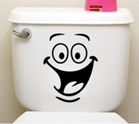 "Funny Bathroom Wall Sticker Toilet Entrance Sign Decal Smiley Face Toilet sticker Wall Art Decor Description Funny Toilet Smiley vinyl decal  For Your Home, Car, Golf Cart, Window, Electronics, Etc..  New, handcrafted. Approx. 8.5\" inches x 8.5\" inches.  Made from the the fines Oracal 651 (7 year outdoor rated) vinyl  Decals are for Outdoor Surface Application.  The sticker is a single color (as pictured) and does not have a background.   It is made from high quality vinyl that will last for Wall Stickers Toilet, Mouth Animation, Toilet Stickers, Toilet Decals, Wall Decals Living Room, Toilet Decoration, Diy Mural, Bathroom Wall Stickers, Baby Bathroom