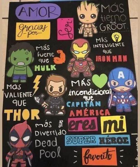 Creativas cartas hechas a mano para enamorados Marvel Boyfriend Gifts, Ideas Aniversario, Beach Bohemian, Bf Gifts, Diy Gifts For Boyfriend, Gifts For My Boyfriend, Hello Kitty Wallpaper, Lantern Sleeve