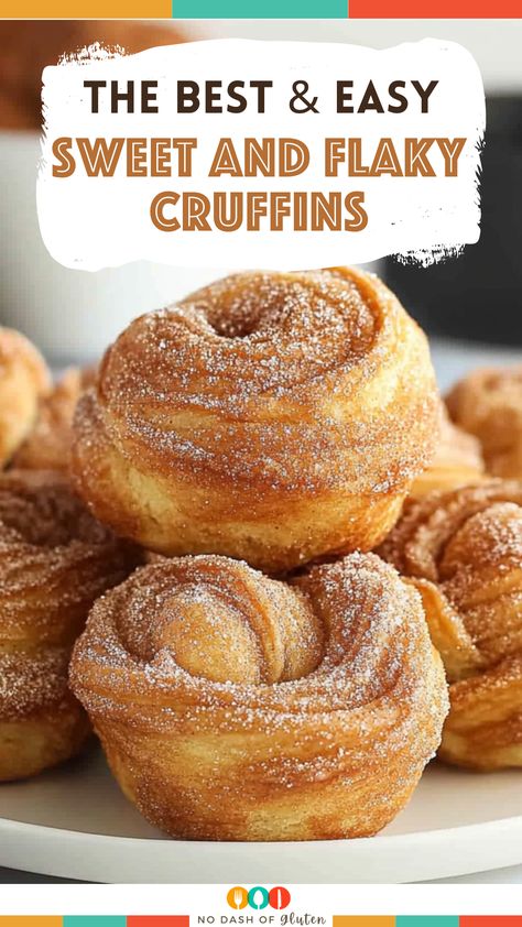 Looking for a quick, delicious treat? These Sweet and Flaky Cruffins are made with crescent roll dough, butter, and a sprinkle of cinnamon sugar! Ready in 30 minutes, they’re perfect for brunch or dessert. Pin now to try later! Sweet Brunch Appetizers, Danish Cinnamon Buns, Quick Breakfast Pastry, Raspberry Cruffin Recipe, Air Fryer Cruffins, Cruffin Recipe With Crescent Rolls, Easy Breakfast Pastry Ideas, Cinnamon Roll Cruffins, Recipes Using Crossiants