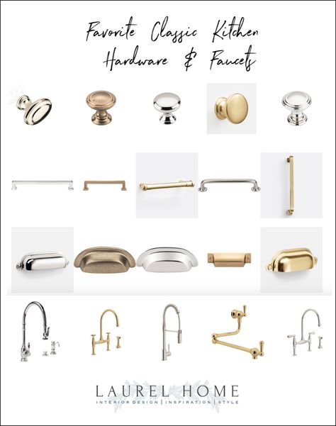 favorite kitchen hardware - classic kitchen combos Brass Kitchen Hardware Modern, Brass And Chrome Kitchen, Brass Drawer Pulls Kitchen, Chrome And Brass Kitchen, Brass And Nickel Kitchen, Chrome Kitchen Hardware, Kitchen Combos, Gold Drawer Pulls Kitchen, Home Decor For Small Spaces