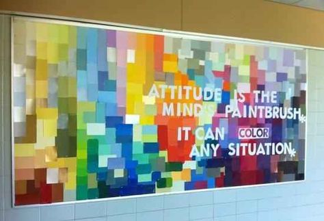 Attitude Is the Mind's Paintbrush | 31 Incredible Bulletin Boards For Back To School Confetti Classroom, Motivational Bulletin Boards, Counseling Bulletin Boards, Middle School Bulletin Boards, Parent Board, Art Bulletin Boards, Classe D'art, Bullentin Boards, Classroom Pictures