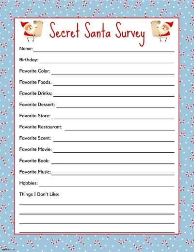 Secret Santa Questionnaire Simple, Secret Santa Questionnaire For Teens, Secret Santa Questionnaire For Coworkers Free Printable Free, Free Printable Secret Santa Wish List, Secret Santa Questionnaire For Coworkers Free Printable, Secret Santa Questionnaire For Kids, Secret Santa Questionnaire For Family, Free Secret Santa Questionnaire, Secret Santa Questionnaire For Coworkers