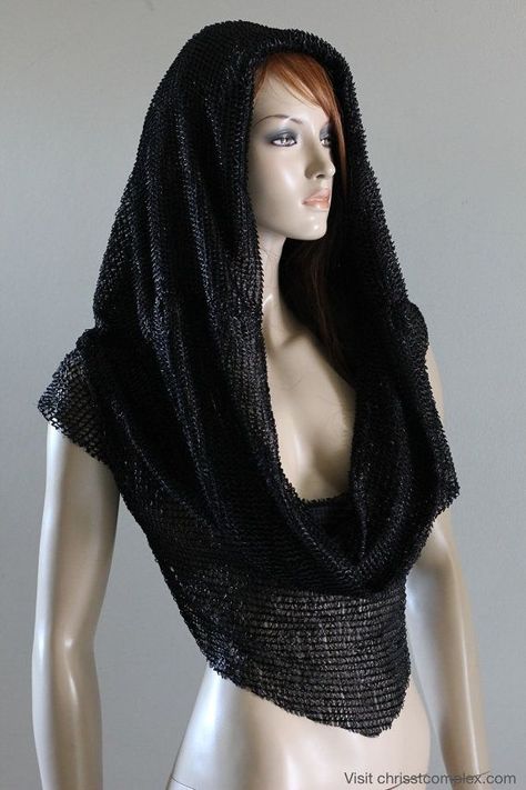 Hooded Tops Women, Hoodie With Scarf, Medieval Hood, Hunting Outfit, Hooded Fashion, Knight Cosplay, Hood Fashion, Hood Scarf, Steampunk Jacket