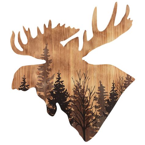 Wooden Moose, Moose Silhouette, Moose Lodge, Moose Decor, Moose Head, Black Forest Decor, Wooden Texture, Rustic Cabin Decor, Wood Burning Art