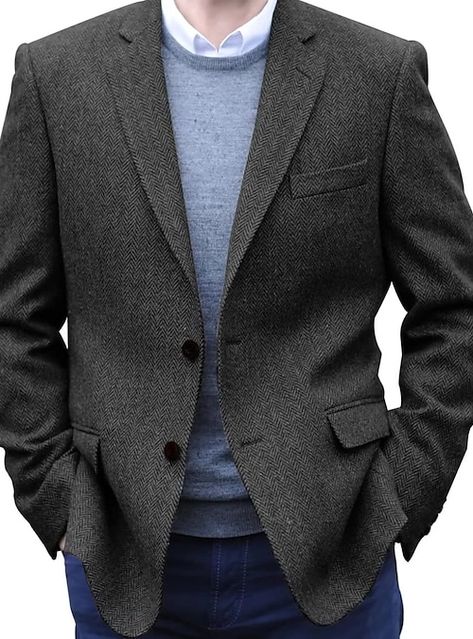 Prom Jacket, Herringbone Blazer, Lapel Blazer, Herringbone Tweed, Casual Sport, Casual Blazer, Long Sleeve Blazers, Tweed Blazer, Green And Khaki