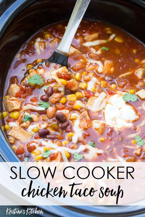 Healthy Chicken Taco Soup, Taco Soup Slow Cooker, Slow Cooker Chicken Taco Soup, Chicken Taco Soup Recipe, Soup Slow Cooker, Soup Video, Slow Cooker Chicken Tacos, Easy Slow Cooker Chicken, Chicken Taco Soup