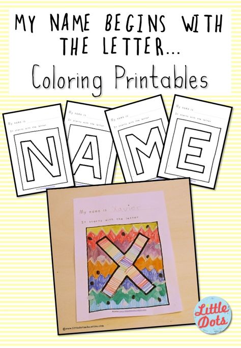 My Name Begins with the letter...Coloring Printable Preschool Name Recognition, Preschool Names, Name Practice, Class Rules, Theme Activities, Name Crafts, Name Activities, Math Counting, Theme Activity