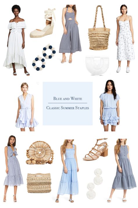 Blue & White Classic Summer Staples Blue And White Dresses, J Cathell, Tall Maxi Dress, Edgy Dress, Pom Pom Dress, Next Dresses, Women Fashion Edgy, Midi Shift Dress, Bags And Shoes