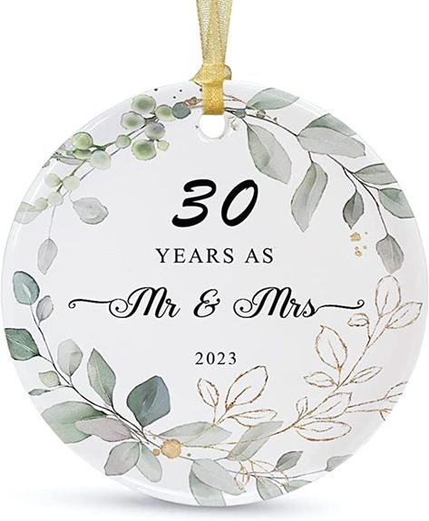 Amazon.com: 30th Wedding for Parents Couple，Happy 30th Anniversary Ornament 2023 Christmas Hanging，30 Years as Mr and Mrs Anniversary Ceramic Keepsake : Home & Kitchen 30th Anniversary Decorations, 60th Wedding Anniversary Decorations, Wedding Gift For Parents, Happy 30th Anniversary, Wedding Anniversary Decorations, Anniversary Ornament, Wedding Gifts For Parents, 60 Wedding Anniversary, 30th Wedding Anniversary