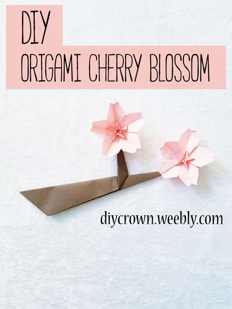 Tutorial on how to make origami cherry blossom with a branch #origami #origamiflowers #cherryblossom #origamibranch #origamicherryblossom #cherryblossomflowers Origami Blossom, Cherry Blossom Diy, Origami Cherry Blossom, Sakura Origami, Cherry Blossom Card, Tree Branch Crafts, Origami Tree, Origami Flowers Tutorial, Origami Wall Art