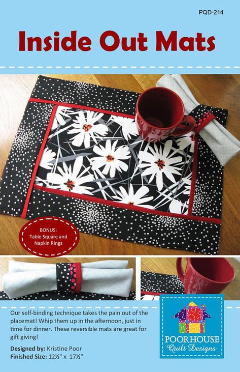 Inside Out Mats Pattern Place Mats Pattern Easy Quilted  http://shopstyle.it/l/ufz7  #commissionlink Quilted Placemat Patterns, Diy Placemats, Table Topper Patterns, Modern Placemats, Mug Rug Patterns, Place Mats Quilted, Placemats Patterns, House Quilts, Table Runner And Placemats