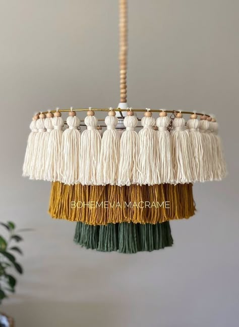 Yarn Lamp, Tassel Lamp, Macrame Lamp Shade, Light Fringe, Macrame Chandelier, Bohemian Lamp, Macrame Lamp, Boho Lamp, Diy Muebles Ideas